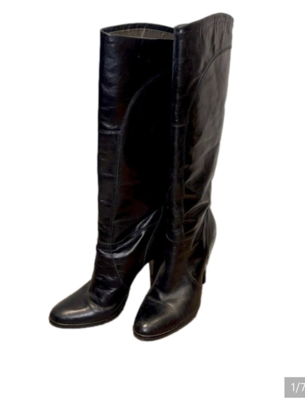 Miss Sixty Black Leather Knee-High Heeled Boots